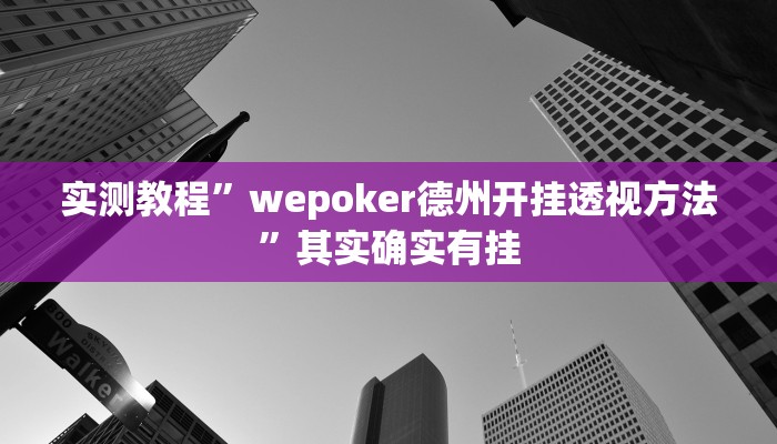 实测教程”wepoker德州开挂透视方法”其实确实有挂