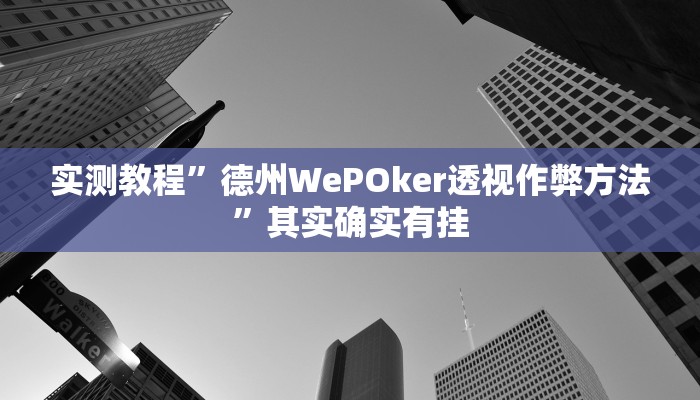 实测教程”德州WePOker透视作弊方法”其实确实有挂