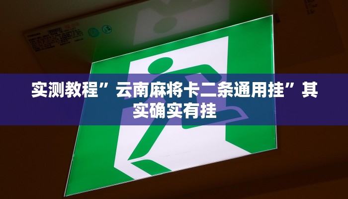 实测教程”云南麻将卡二条通用挂”其实确实有挂