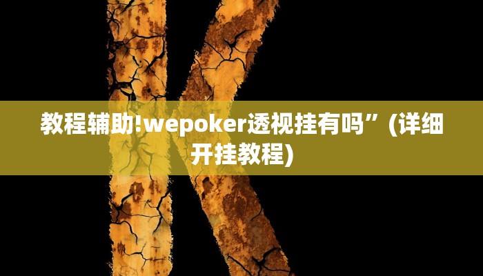 教程辅助!wepoker透视挂有吗”(详细开挂教程)