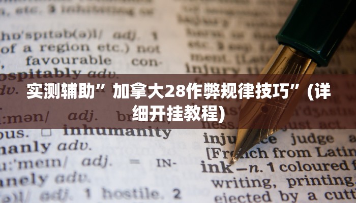 实测辅助”加拿大28作弊规律技巧”(详细开挂教程)