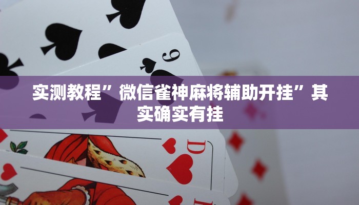 实测教程”微信雀神麻将辅助开挂”其实确实有挂