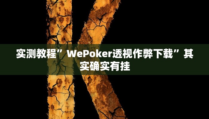 实测教程”WePoker透视作弊下载”其实确实有挂