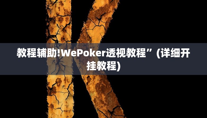 教程辅助!WePoker透视教程”(详细开挂教程)