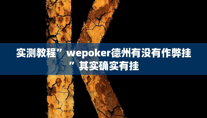 实测教程”wepoker德州有没有作弊挂”其实确实有挂