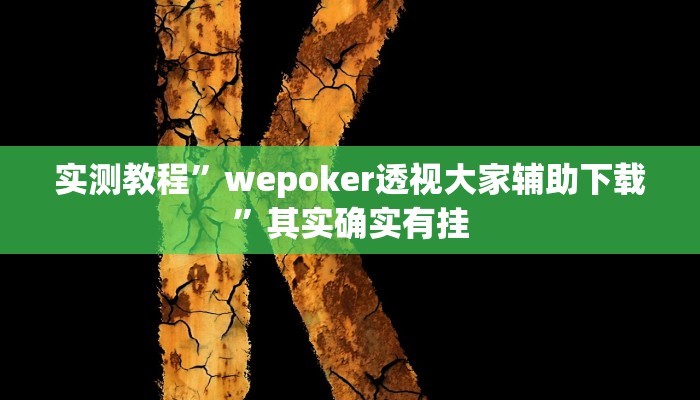 实测教程”wepoker透视大家辅助下载”其实确实有挂