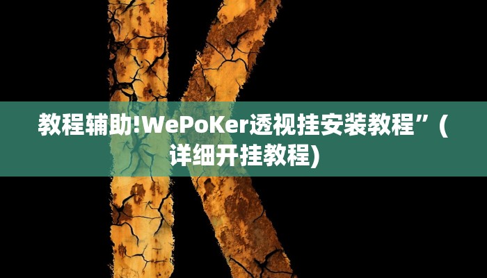教程辅助!WePoKer透视挂安装教程”(详细开挂教程)