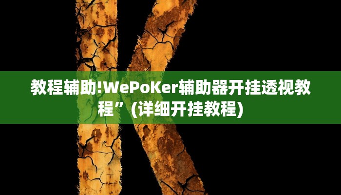 教程辅助!WePoKer辅助器开挂透视教程”(详细开挂教程)