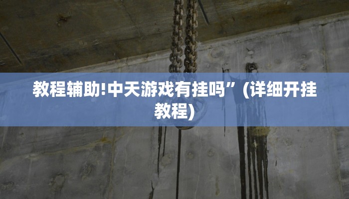 教程辅助!中天游戏有挂吗”(详细开挂教程)