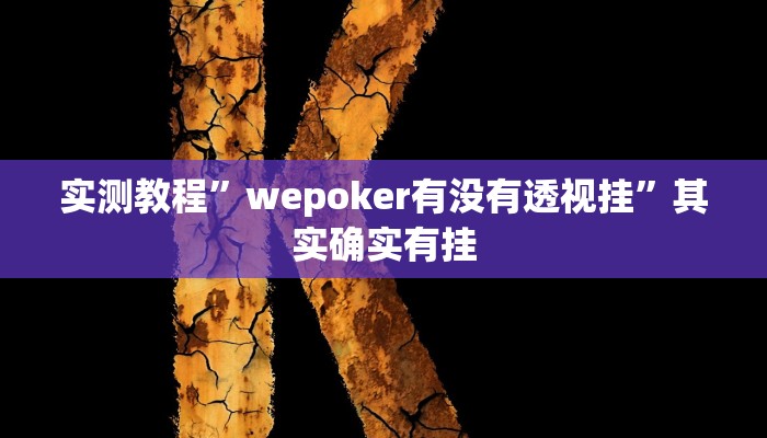 实测教程”wepoker有没有透视挂”其实确实有挂