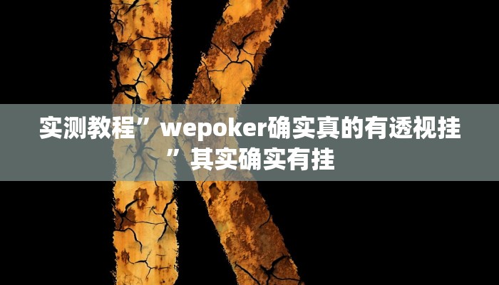 实测教程”wepoker确实真的有透视挂”其实确实有挂