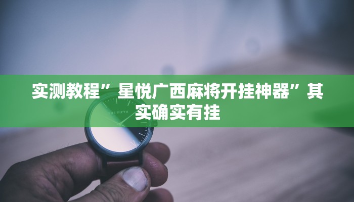 实测教程”星悦广西麻将开挂神器”其实确实有挂