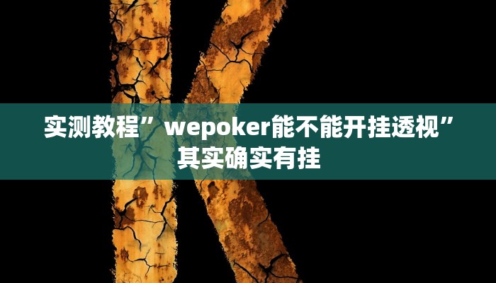 实测教程”wepoker能不能开挂透视”其实确实有挂
