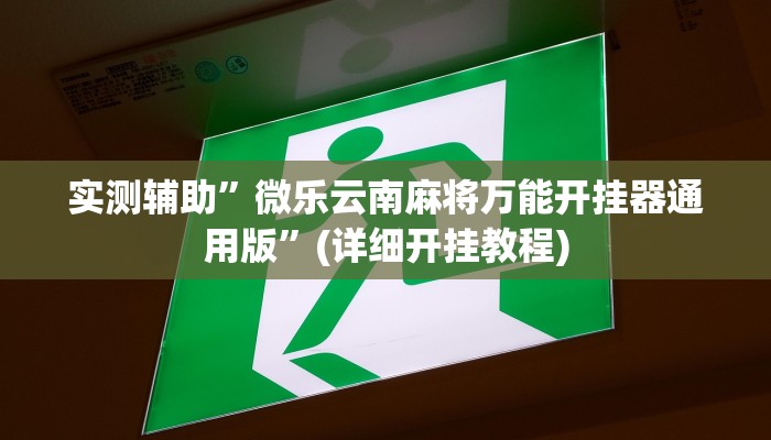 实测辅助”微乐云南麻将万能开挂器通用版”(详细开挂教程)