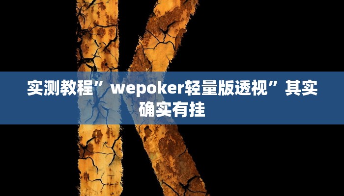 实测教程”wepoker轻量版透视”其实确实有挂