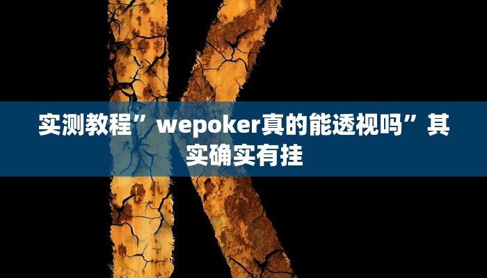 实测教程”wepoker真的能透视吗”其实确实有挂