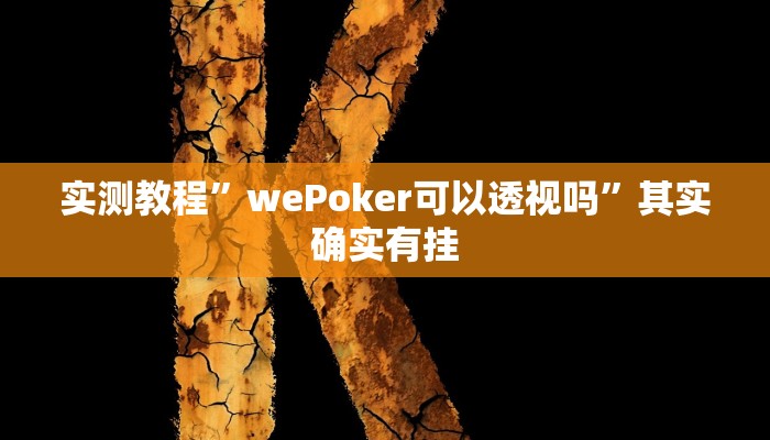 实测教程”wePoker可以透视吗”其实确实有挂