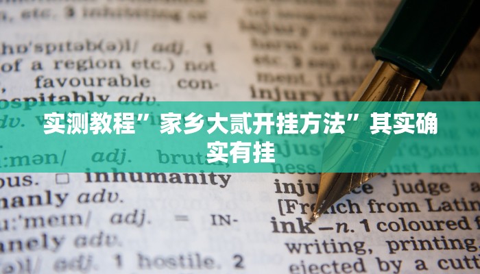 实测教程”家乡大贰开挂方法”其实确实有挂