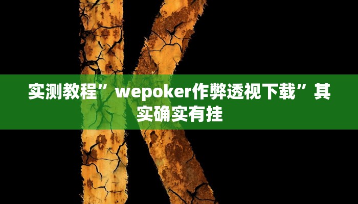 实测教程”wepoker作弊透视下载”其实确实有挂