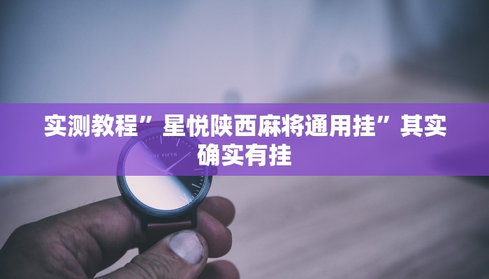 实测教程”星悦陕西麻将通用挂”其实确实有挂