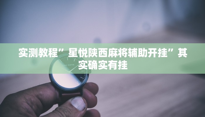 实测教程”星悦陕西麻将辅助开挂”其实确实有挂