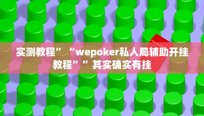 实测教程”“wepoker私人局辅助开挂教程””其实确实有挂