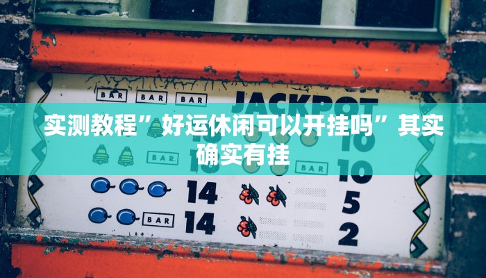 实测教程”好运休闲可以开挂吗”其实确实有挂