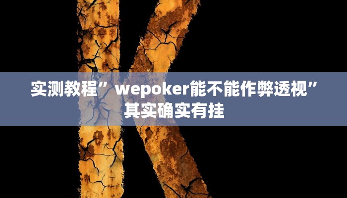 实测教程”wepoker能不能作弊透视”其实确实有挂
