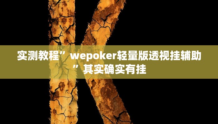 实测教程”wepoker轻量版透视挂辅助”其实确实有挂