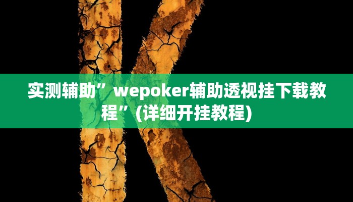 实测辅助”wepoker辅助透视挂下载教程”(详细开挂教程)