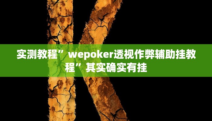 实测教程”wepoker透视作弊辅助挂教程”其实确实有挂