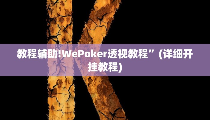 教程辅助!WePoker透视教程”(详细开挂教程)