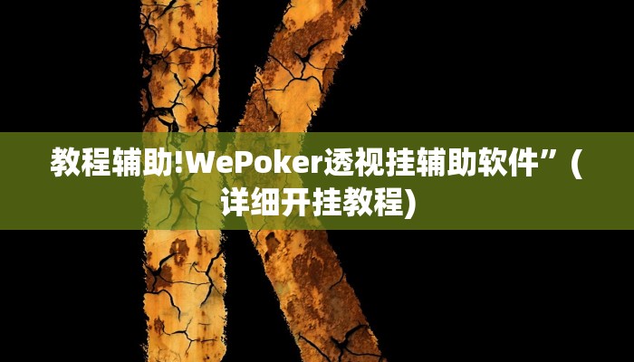 教程辅助!WePoker透视挂辅助软件”(详细开挂教程)
