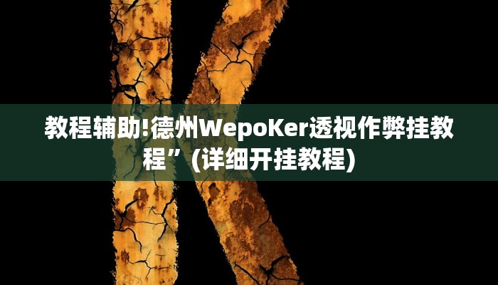 教程辅助!德州WepoKer透视作弊挂教程”(详细开挂教程)