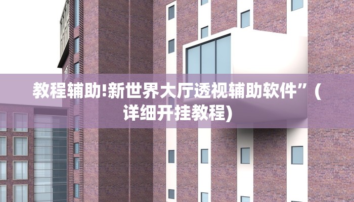教程辅助!新世界大厅透视辅助软件”(详细开挂教程)