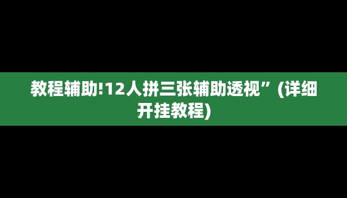 教程辅助!12人拼三张辅助透视”(详细开挂教程)