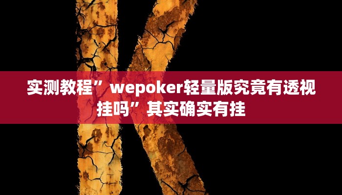 实测教程”wepoker轻量版究竟有透视挂吗”其实确实有挂