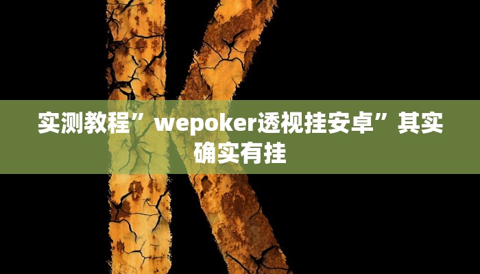 实测教程”wepoker透视挂安卓”其实确实有挂