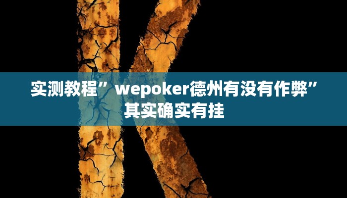 实测教程”wepoker德州有没有作弊”其实确实有挂