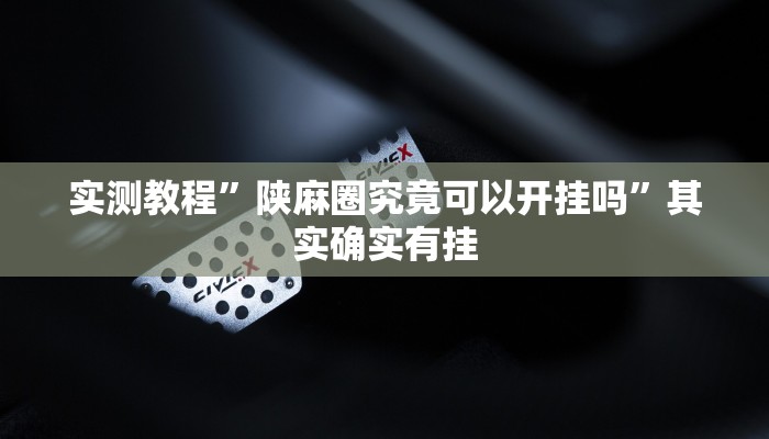 实测教程”陕麻圈究竟可以开挂吗”其实确实有挂