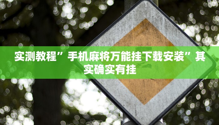 实测教程”手机麻将万能挂下载安装”其实确实有挂