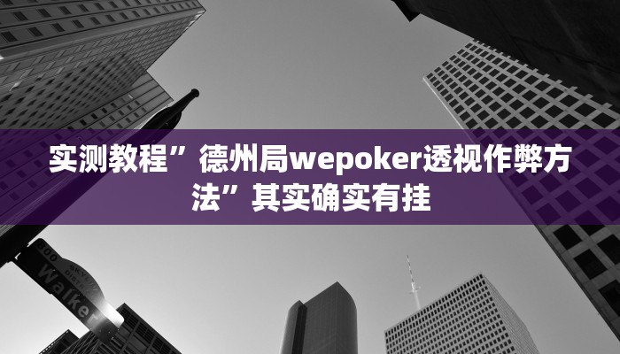 实测教程”德州局wepoker透视作弊方法”其实确实有挂