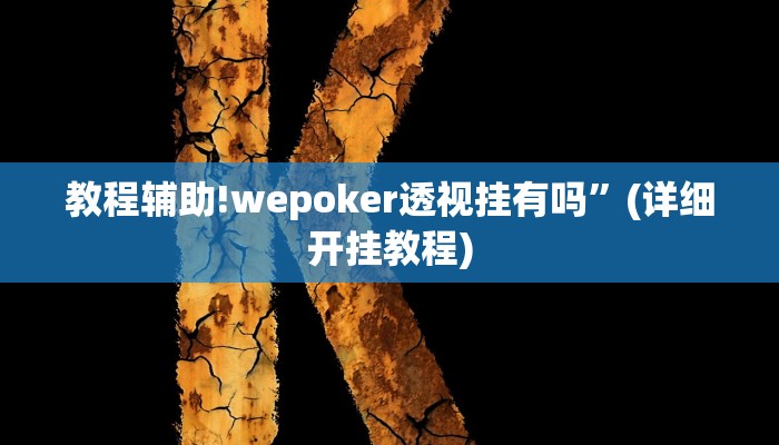 教程辅助!wepoker透视挂有吗”(详细开挂教程)