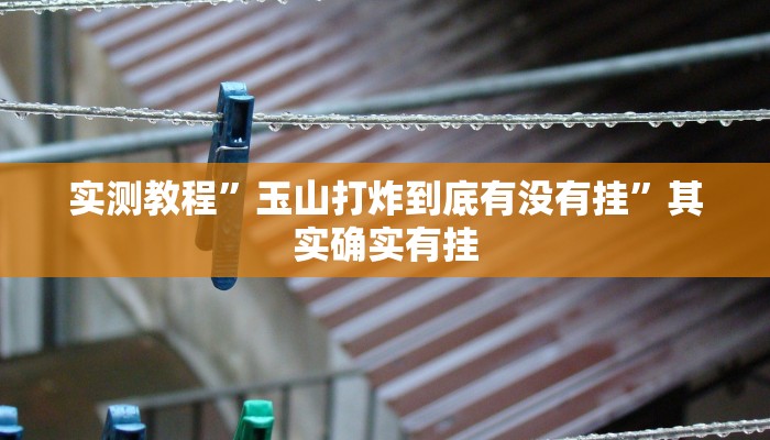 实测教程”玉山打炸到底有没有挂”其实确实有挂