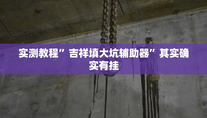 实测教程”吉祥填大坑辅助器”其实确实有挂