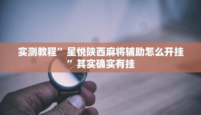实测教程”星悦陕西麻将辅助怎么开挂”其实确实有挂