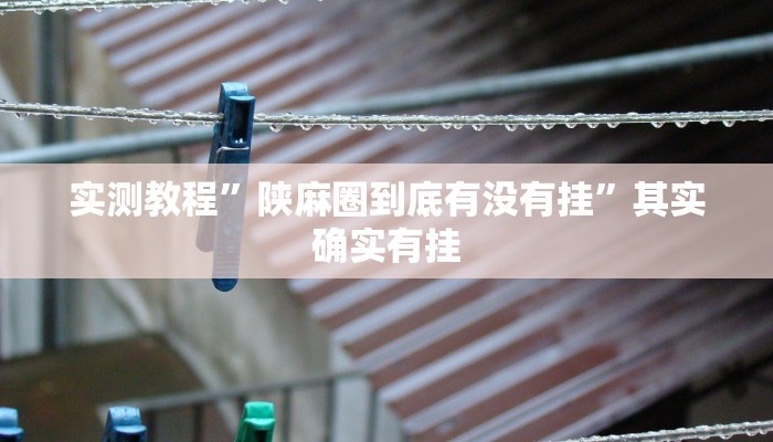 实测教程”陕麻圈到底有没有挂”其实确实有挂