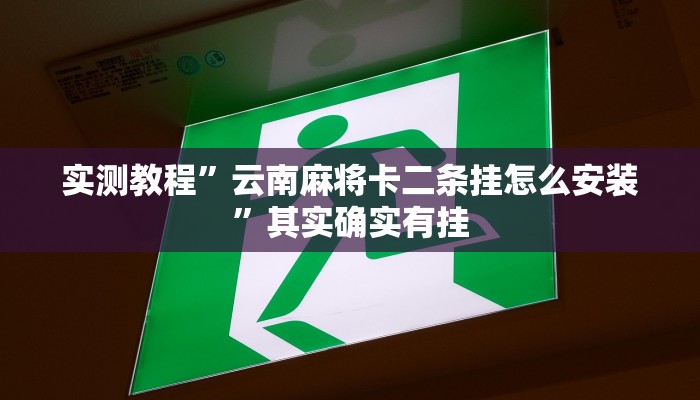 实测教程”云南麻将卡二条挂怎么安装”其实确实有挂