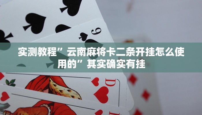 实测教程”云南麻将卡二条开挂怎么使用的”其实确实有挂