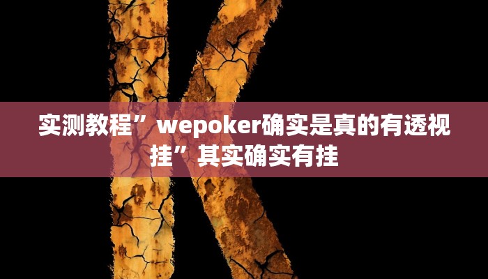 实测教程”wepoker确实是真的有透视挂”其实确实有挂
